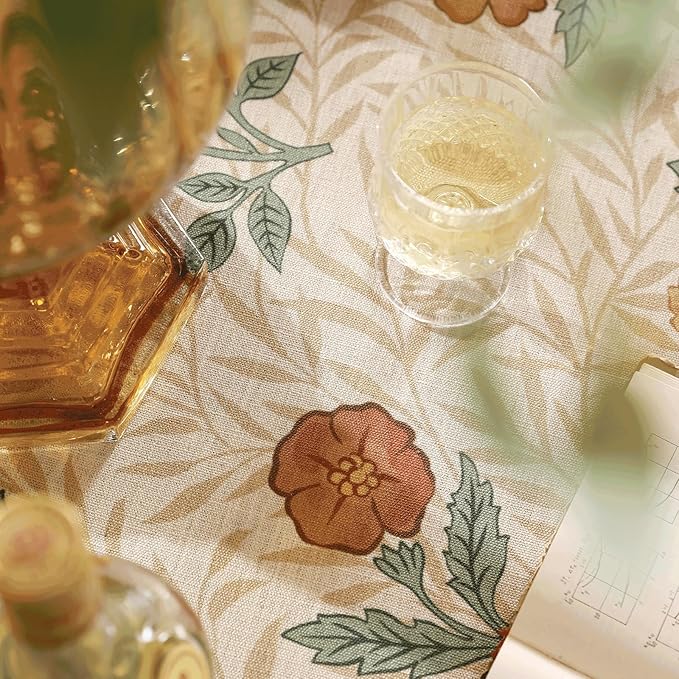 patdrea Designer French Vintage Rectangular Tablecloth,Yellow Floral Pattern Anti-Wrinkle Table Cloth,Dacorative Cover for Kitchen Dining Parties,Christmas,Thanksgiving,55"x79"-Cornflowers