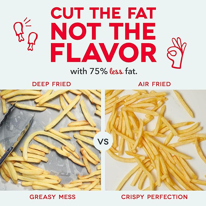 Dash Tasti-Crisp™ Air Fryer - AirCrisp® Technology - Compact Design with Adjustable Temperature Control - Nonstick Fry Basket & Auto Shut-Off Feature - 2.6 Quarts - White