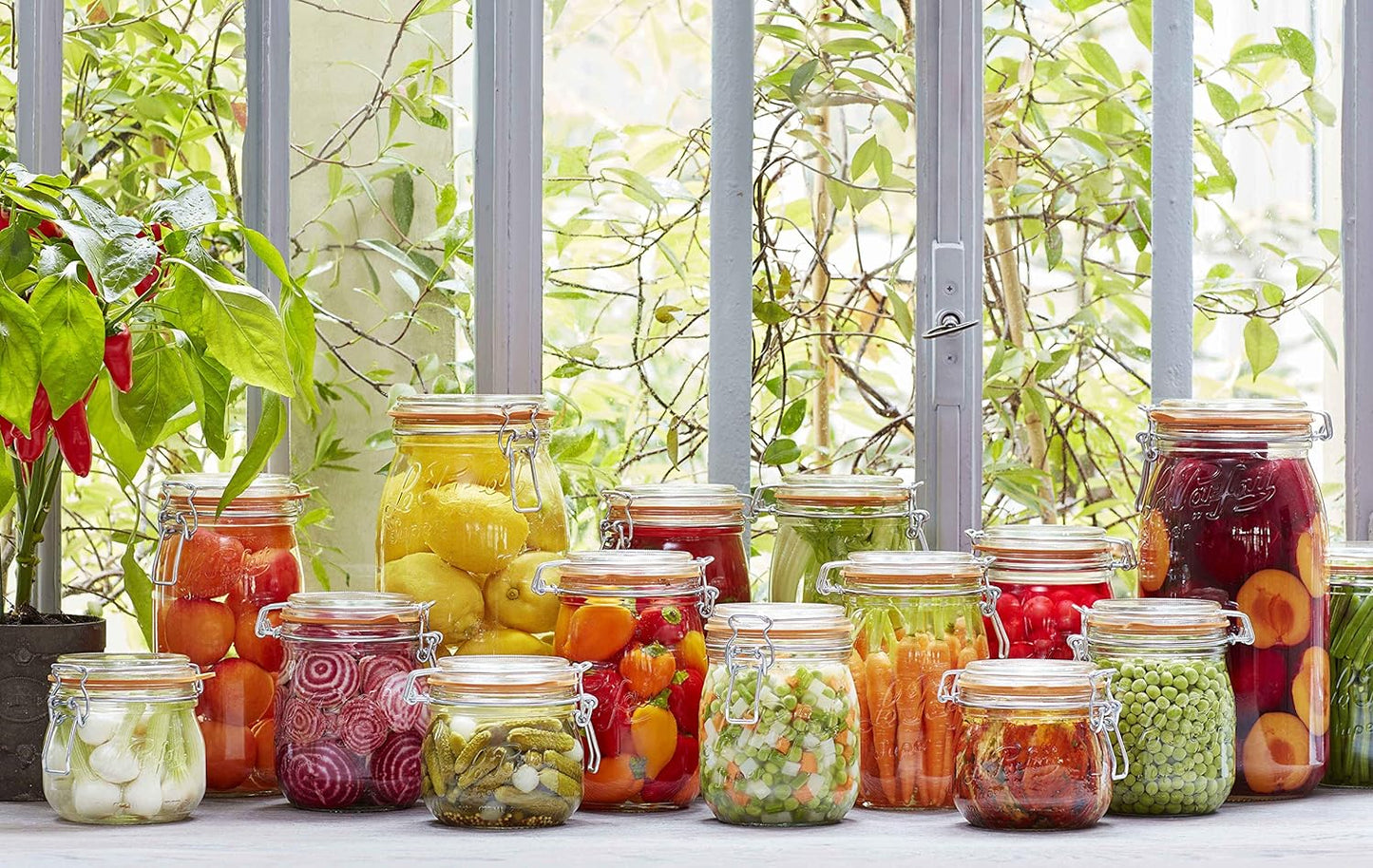 Le Parfait Super Jar, Canning Jars, 250mL French Glass Canning Jar w/Round Body, Glass Jars w/Airtight Lid, Canning Jars Wide Mouth, Glass Jar w/Lid, Clear Jars, Clear Glass Jars (8oz/Half Pint, 4 pk)