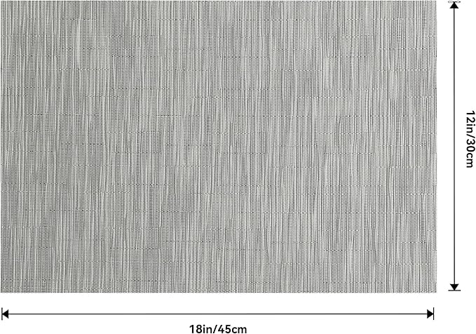 Leetaltree Silver Placemats Set of 4 - Heat Resistant Non-Slip Place mats for Dining Table, Washable Durable PVC Vinyl Woven Table Mats（Silver, 4）