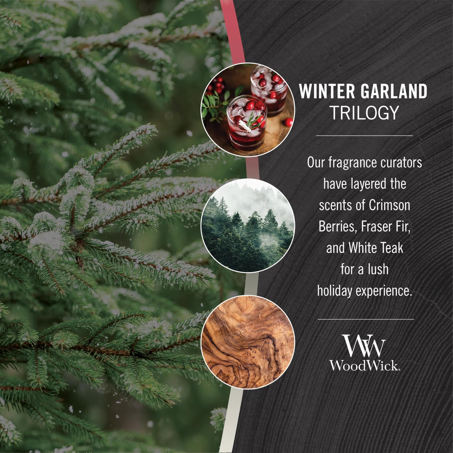 WoodWick Large Hourglass Candle Winter Garland - Premium Soy Blend Wax Pluswick Innovation Wood Wick Made in USA | Holiday Gifts for All
