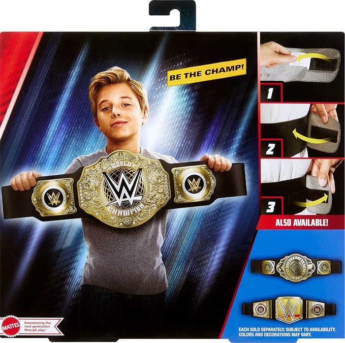 Mattel WWE Championship Title, World Heavyweight Championship Role-Play & Costume Piece, Leather-Like Belt 3+ Feet with One-Time Adjustment