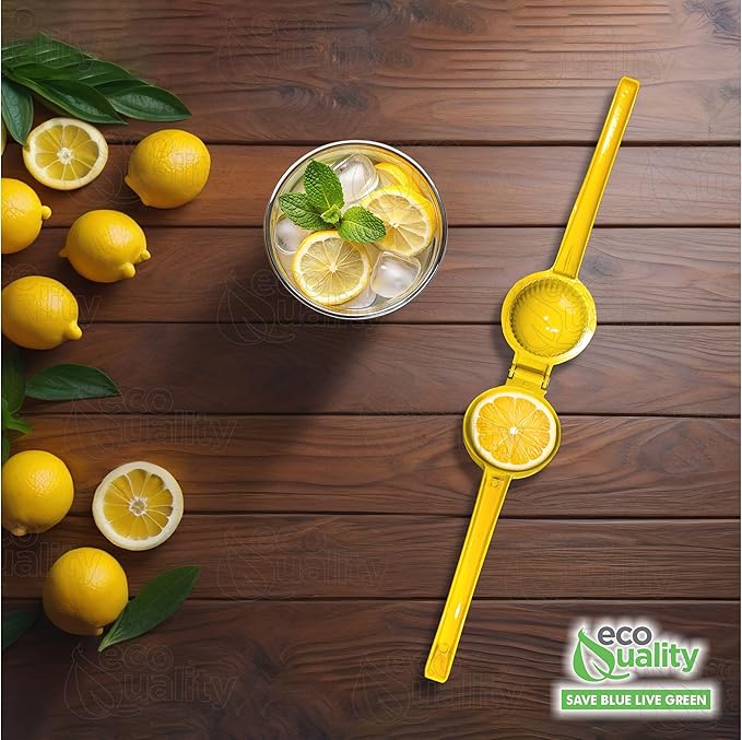 EcoQuality Heavy Duty Handheld Yellow Citrus Juice Squeezer Premium Lemon, Lime & Orange Press for Maximum Extraction Easy to Use, Durable and Rust Resistant Metal Manual Juicer (8)