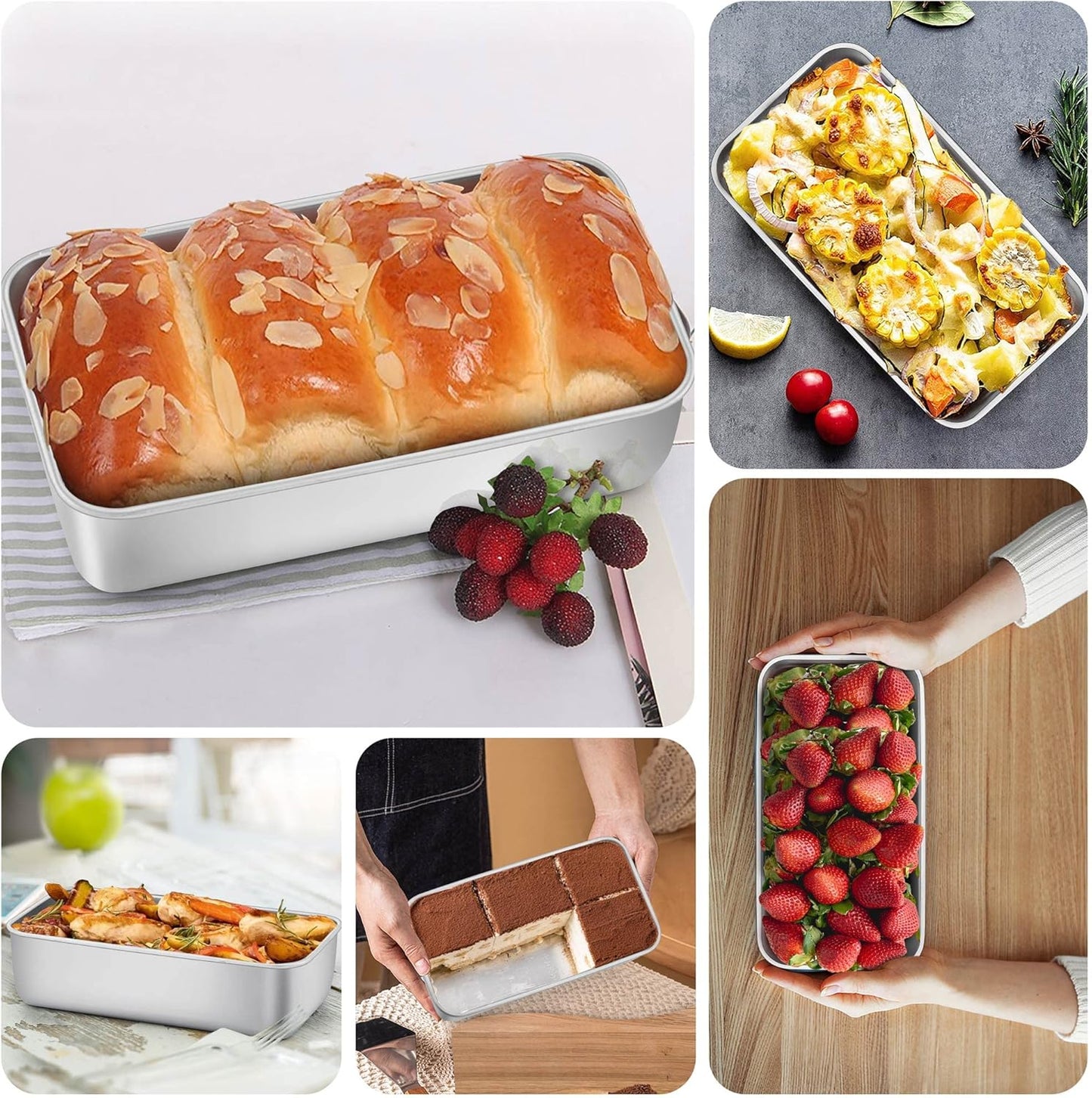 LIANYU Stainless Steel Loaf Pan 9” x 5”, Heavy Duty Bread Pan for Baking, Metal Bakeware for Meatloaf, Brownies, Lasagnas, Healthy & Non Toxic, Dishwasher & Oven Safe