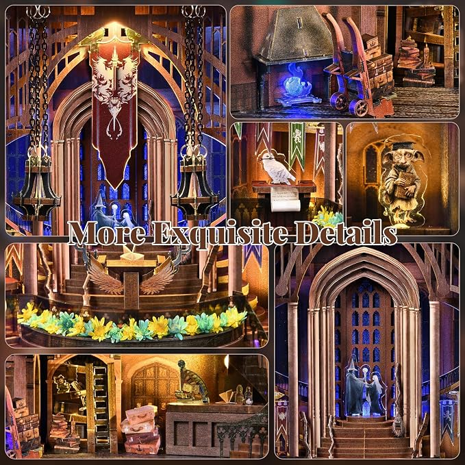 CCCDF Book Nook Kit - DIY Miniature House Kit for Adults, Teens, Booknook Tiny House Bookshelf Decor 3D Wooden Puzzle, Gifts for Family, Friends (Magic Admissions Guide)