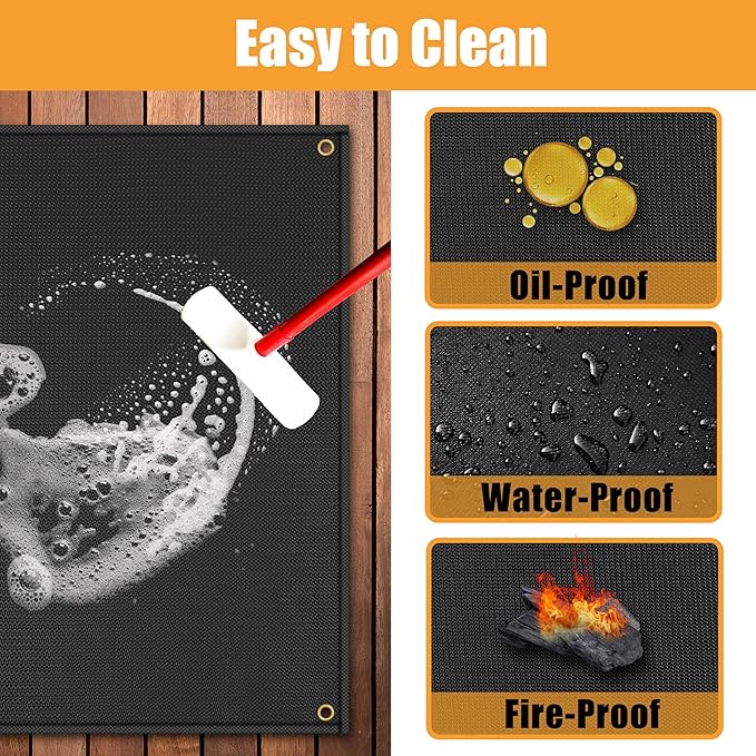 TOHONFOO 70 x 48 in Grill Mats for Outdoor Grill, Fireproof Griddle Mats Compatible with Blackstone to Protect The Deck, Griddle Accessories Compatible with Blackstone - 0.6mm