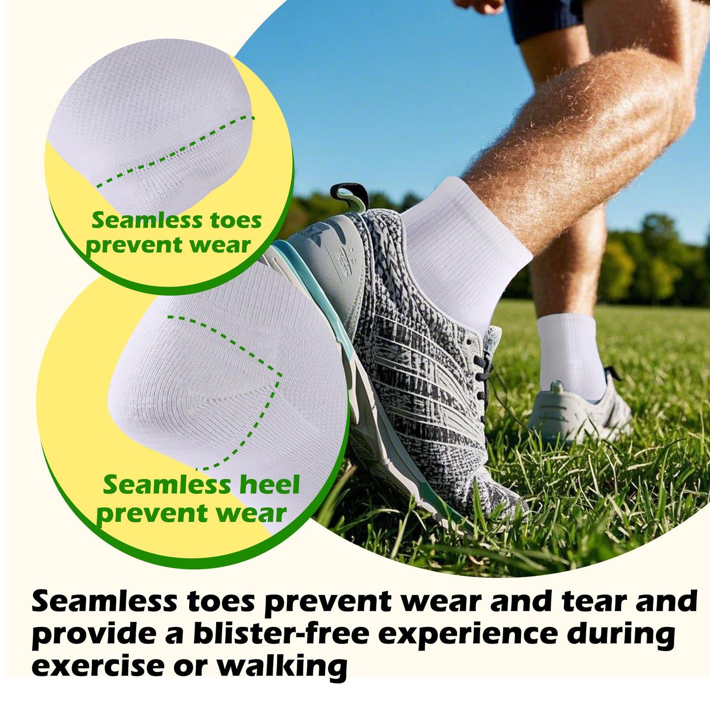 RZTT 90% Merino Wool Socks for Men and Women Athletic Ankle Socks with Arch Support Breathable Ultra Soft 3 Packs for All day Comfort,Medium,White