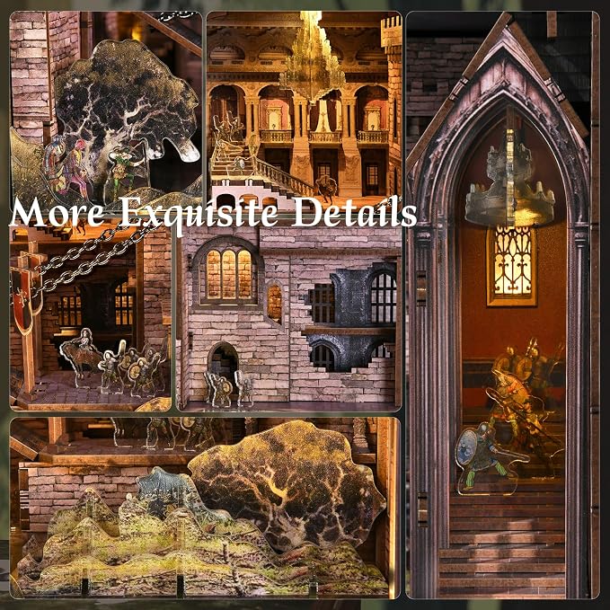 CCCDF Book Nook Kit, DIY Miniature House Dollhouse Kit for Adults and Teens, Booknook Bookshelf Decor with LED Light, Gifts for Family and Friends (Robin Hood - The Castle's Escape)