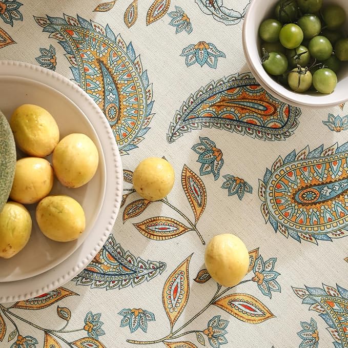 patdrea Designer Vintage French Rectangle Table Cloth,Italian Floral Wrinkle Free Farmhouse Long Tablecloth,Decor Table Cover for Kitchen Dining,Christmas,Tea Party,Thanksgiving,63"x102"-Lysaniya