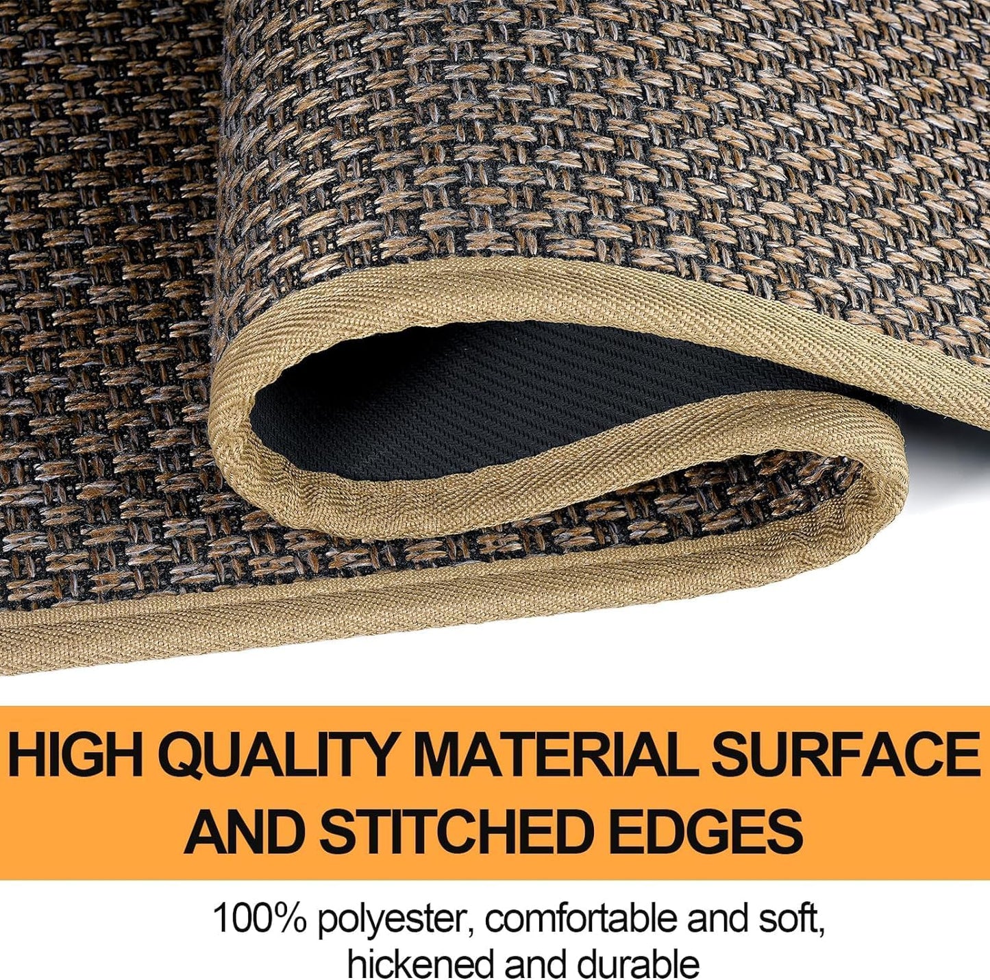 Fan Shaped Kitchen Mat 1 PCS, Cushioned Non Slip Rugs for Kitchen Floor, Absorbent Runner Comfort Standing Mats Washable for Kitchen, Office, Home (Brown, Radius 47")