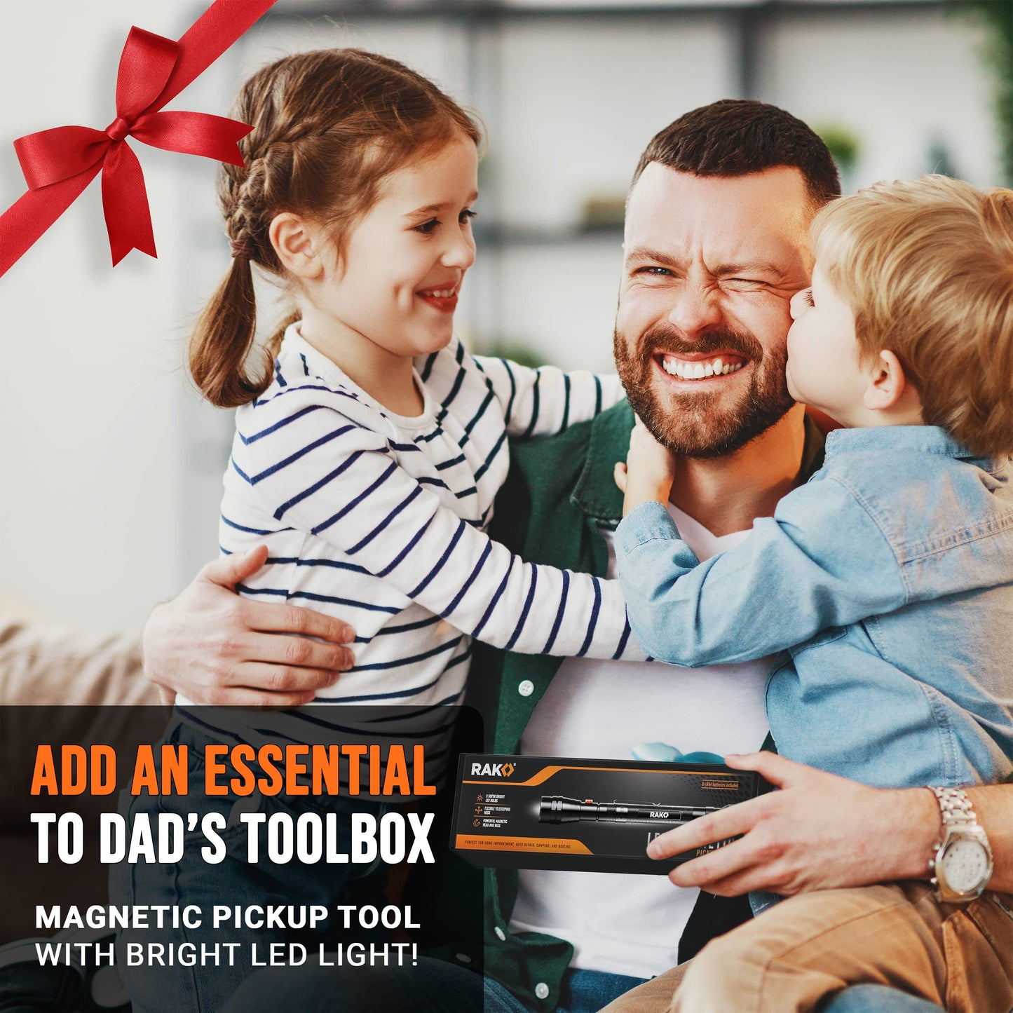 RAK Magnetic Pickup Tool Gifts for Men - Telescoping Magnet with LED Flashlight and 22 Inches Extendable Neck, Cool Magnetic Flashlight Gifts for Dad, Husband, Grandpa, Handyman
