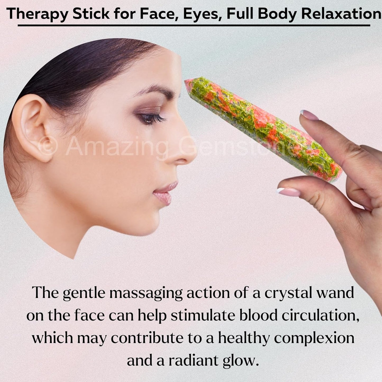 Amazing Gemstone Unakite Crystal Wand Massage Stick - Pelvic Wand Gua Sha for Adults - Crystals and Healing Stones Massage Wands for Adults Gifts (Pointed)