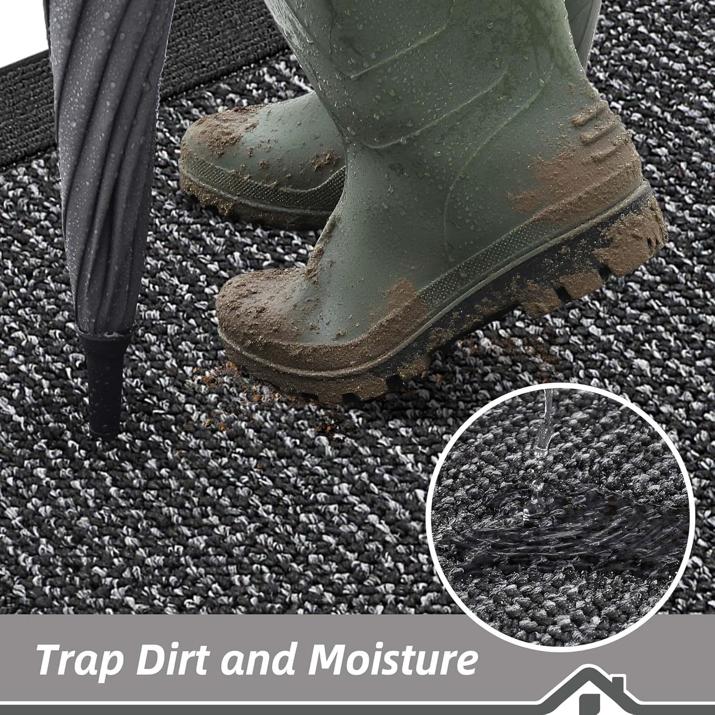 BEQHAUSE Indoor Door Mat 24" x 60", Dirt Trapper Door Mats Non-Slip Entryway Rugs Washable, Resist Dirt Absorbent Welcome Mat, Low Profile Floor Mats for Front Back Door and Entryway, Charcoal