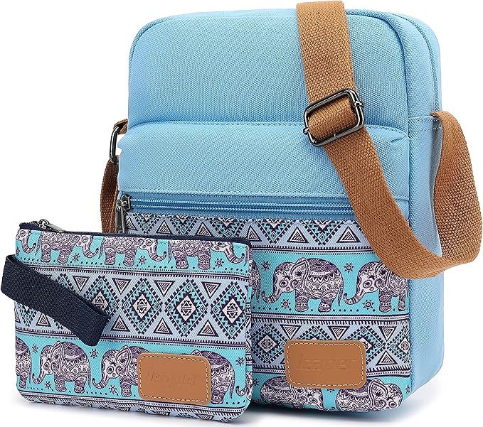 Leaper Girls Crossbody Purses for Kids 2 PCS Cross Body Bag Women Messenger Bag Girls Canvas Bag Cross Body Purse Set