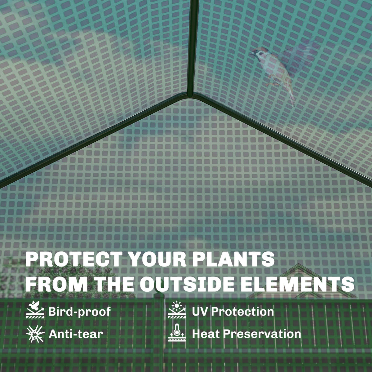 8' x 6' x 7' Temporary Greenhouse for Growing Flowers with Mesh Door & Windows Green