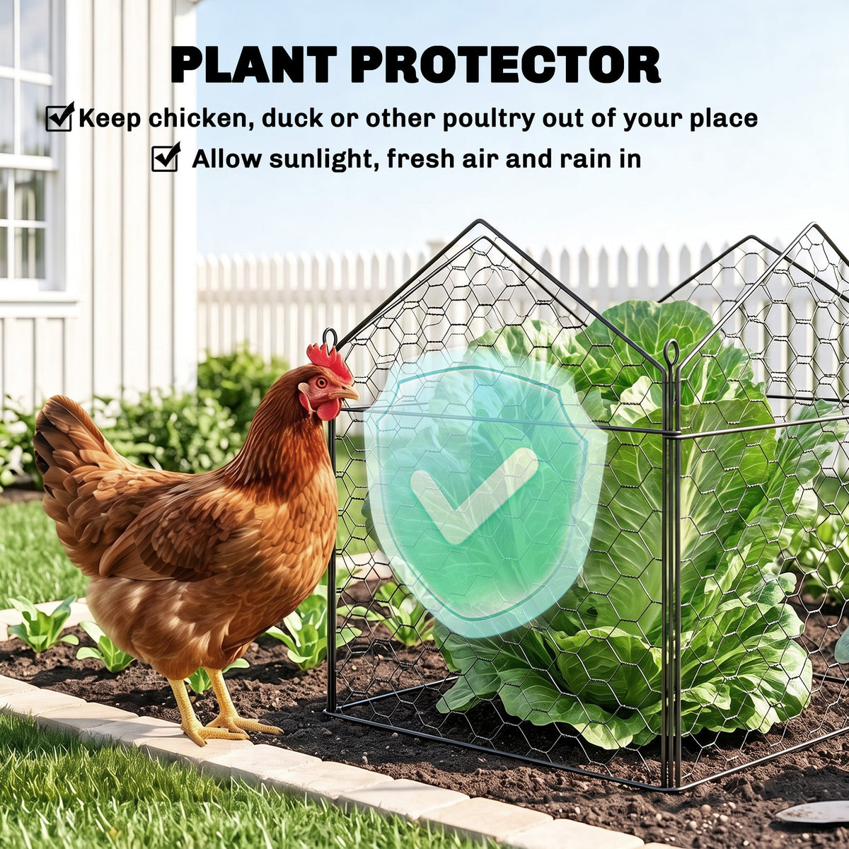4 Pack Garden Cloches for Plants, 12" x 14" Metal Crop Cage Set, Plant Cages to Keep Animals Out, Black