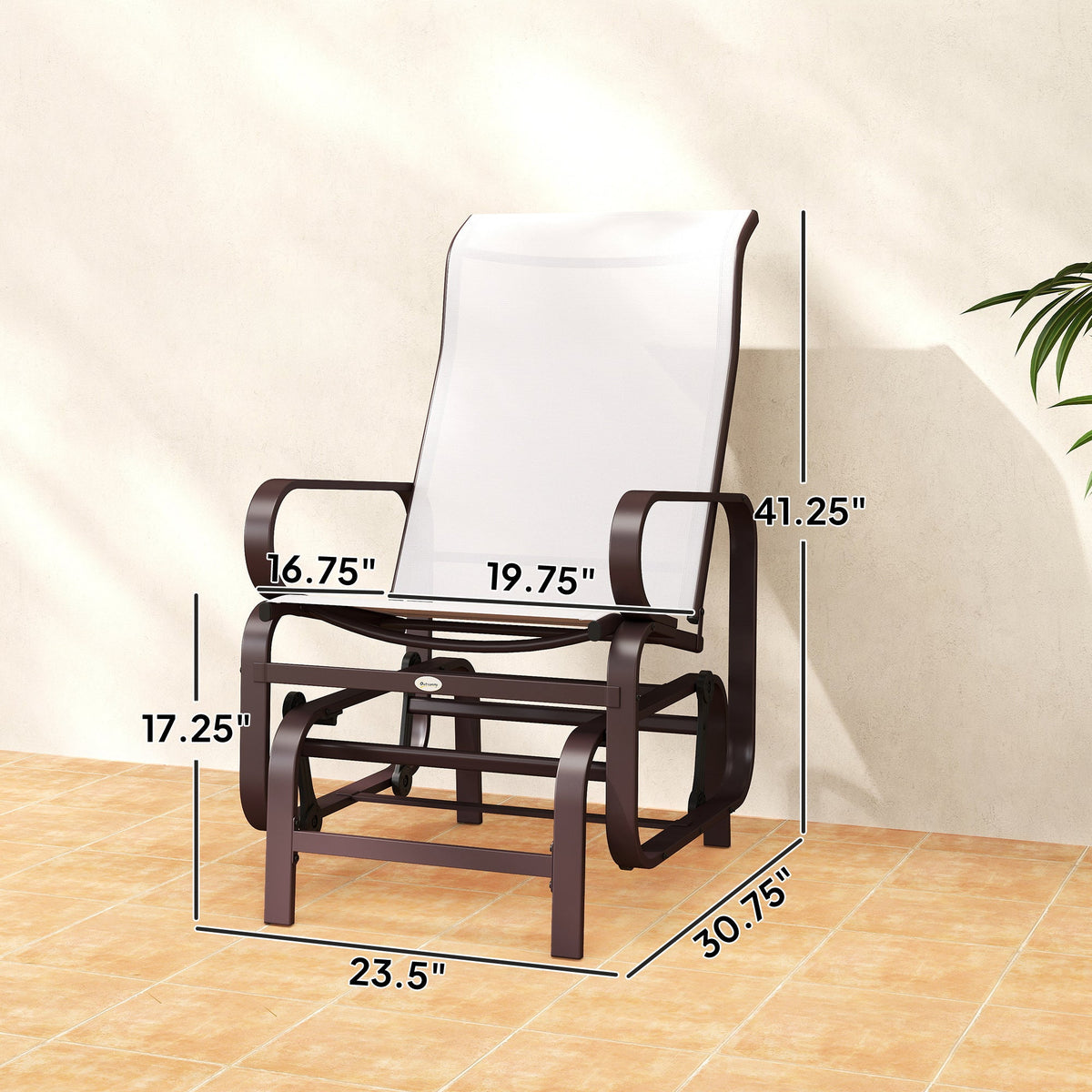 Gliding Lounger Chair Set of 2, Single Rockers with Lightweight Metal & Mesh Construction, Beige