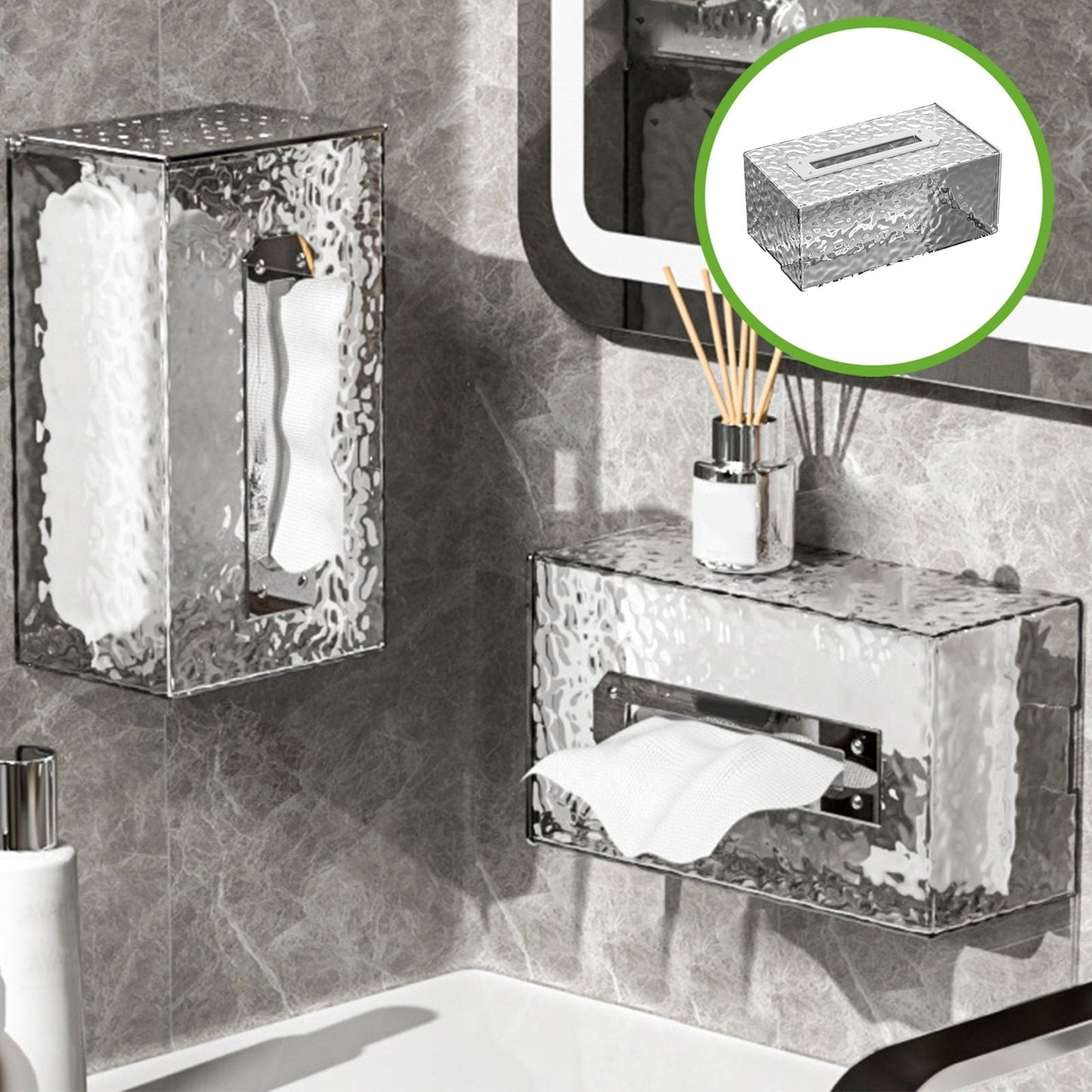 Foqnuq Tissue Box Household Organizer Transparent Plastic Wall Mounted Non-Perforated for Living Room Bathroom Coffee Table Outdoors