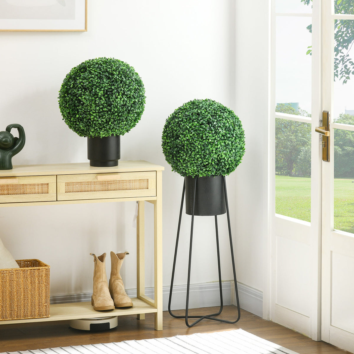 2 Pack Artificial Tree Boxwood Topiary Balls, 15.7 Inch