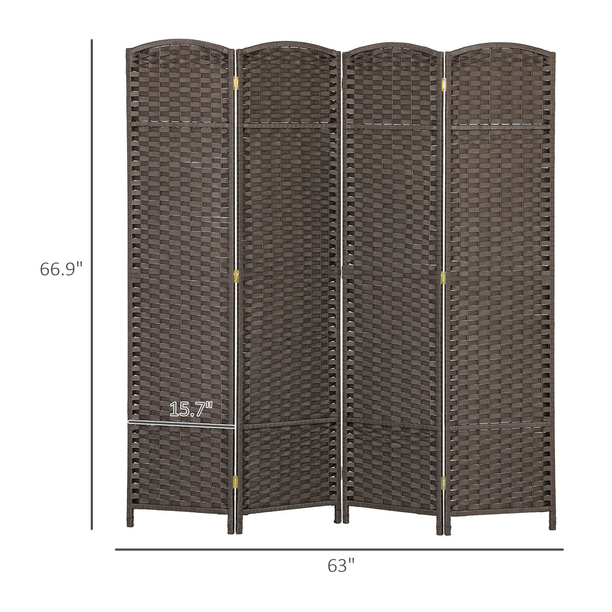 Folding Room Divider Screen 4 Panel 5.6 ' Tall Privacy Screen Freestanding Room Partition for Home Office, Brown