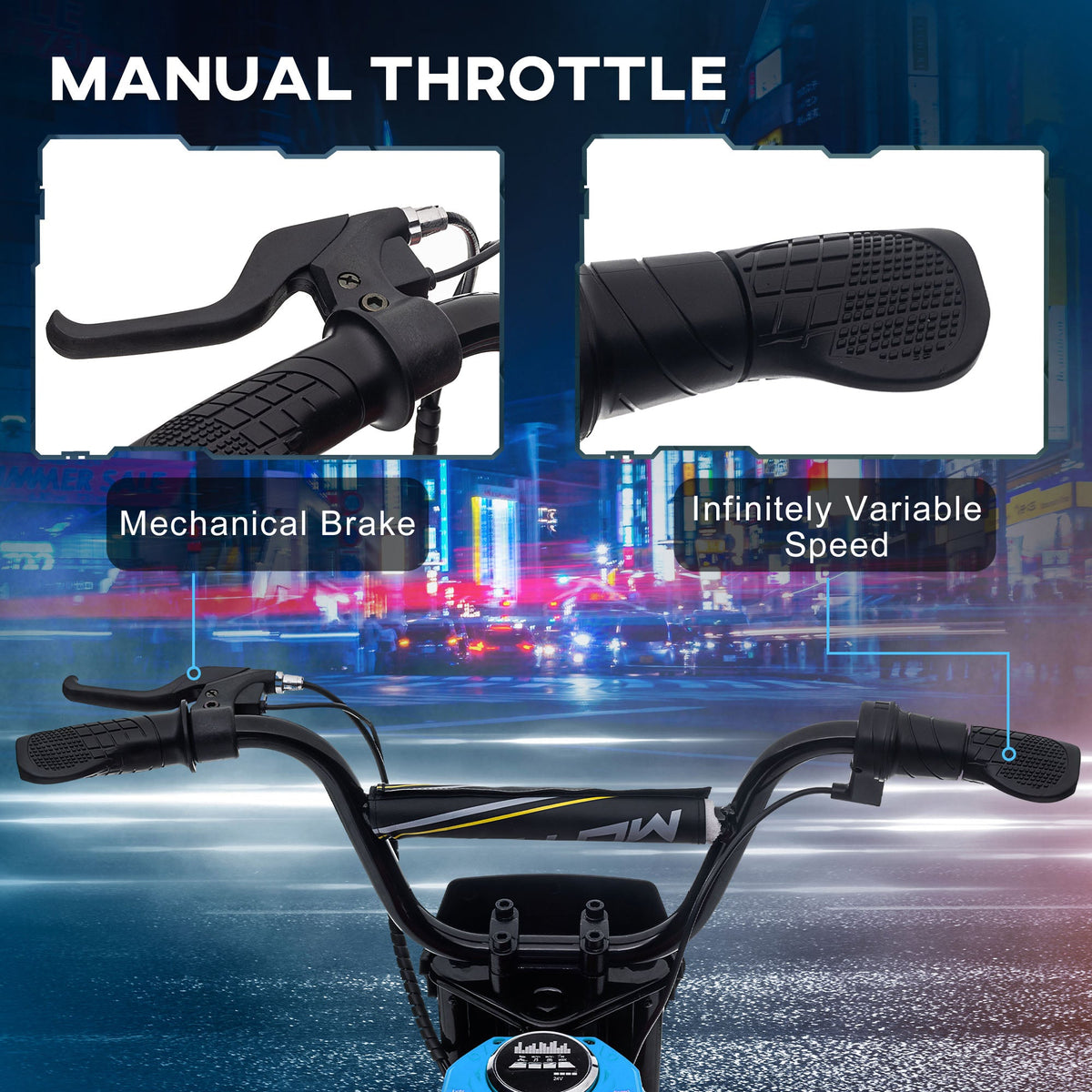 24V 350W Electric Dirt Bike Up to 15 MPH w/ Twist Grip Throttle, Blue