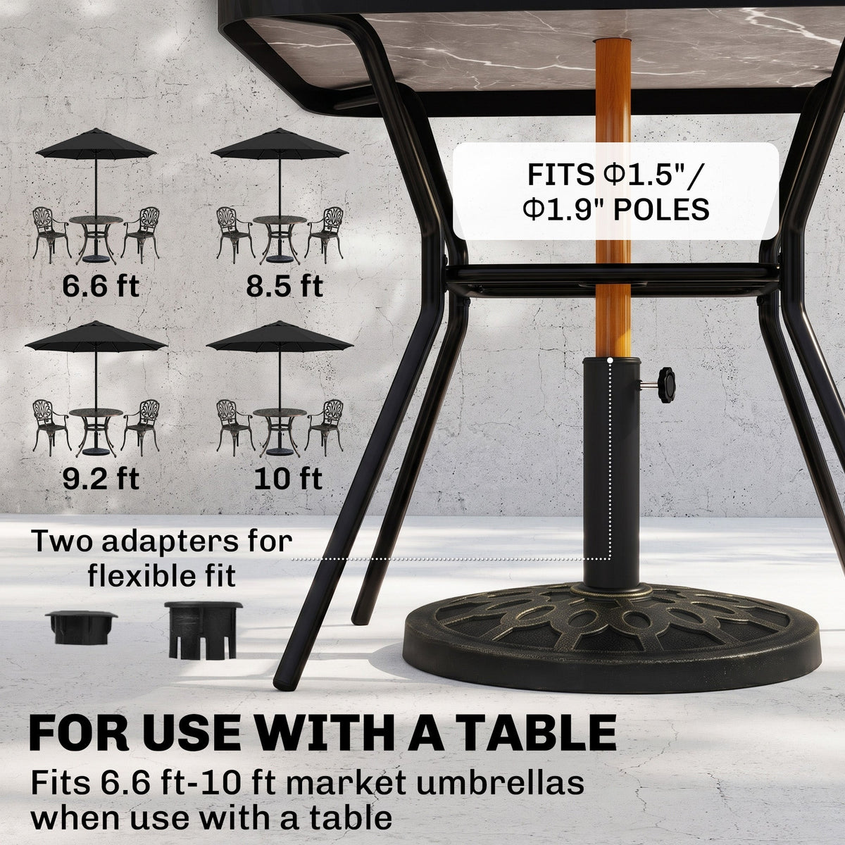 18" 26 lbs Round Resin Umbrella Base Stand Market Parasol Holder with Beautiful Decorative Pattern & Easy Setup