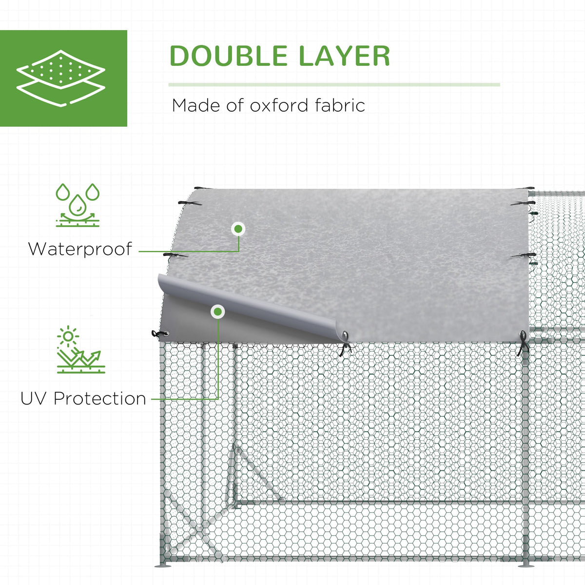 Large Metal Chicken Coop with Waterproof and Anti-UV Cover for Yard, Outdoor, Duck, Rabbit, 9.2' x 24.9' x 6.5'