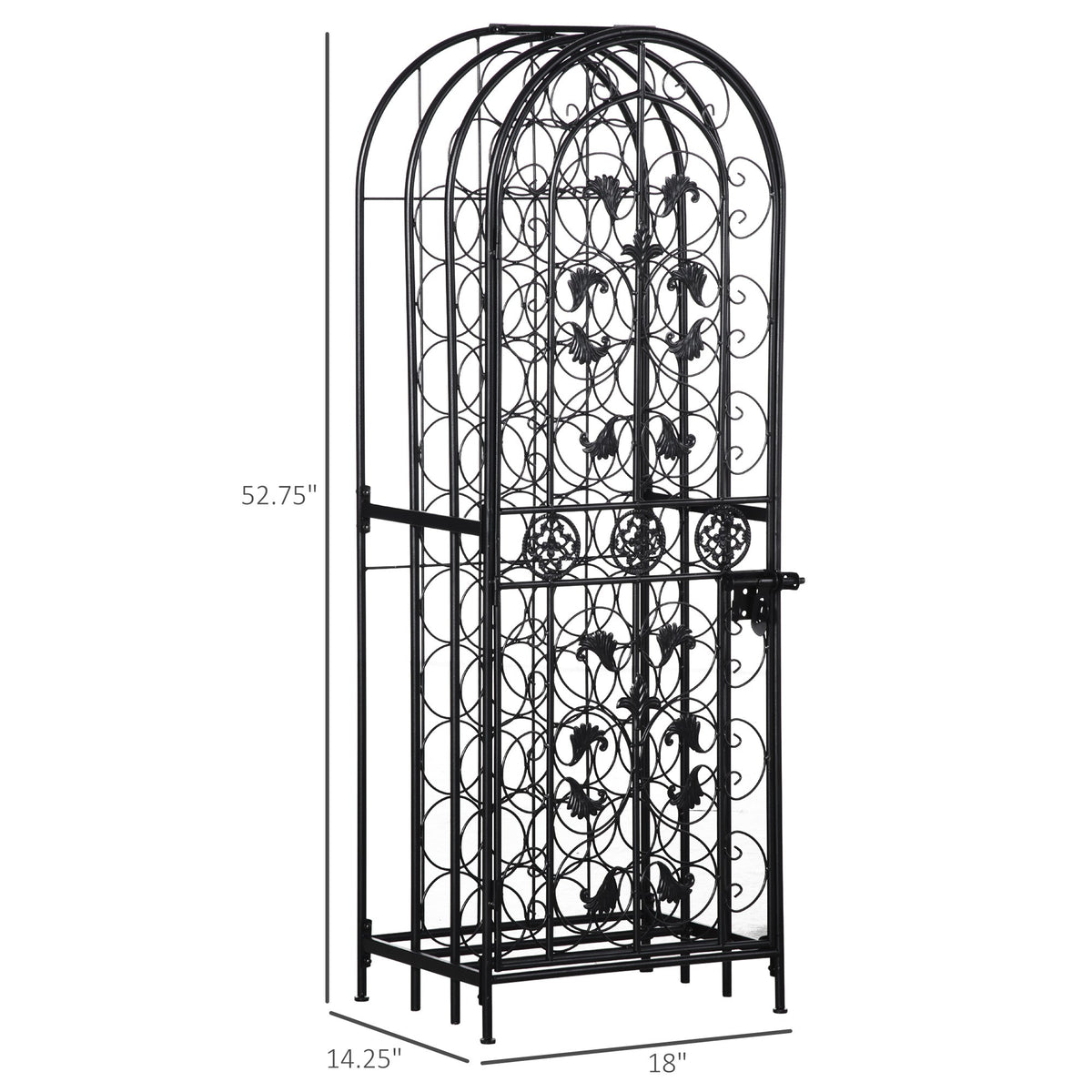 45-Bottle Modern  Organizer Decorative Portable Wrought Iron  Rack Jail