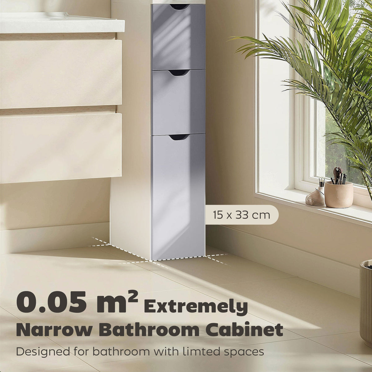 54" Tall Bathroom Storage Cabinet, Freestanding Linen Tower with 2-Tier Shelf and Drawers, Narrow Side Floor Organizer, White