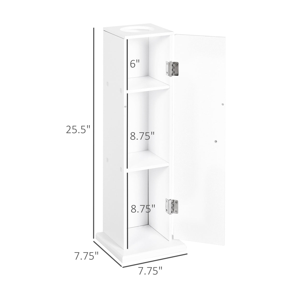 Small Toilet Paper Cabinet, Bathroom Corner Cabinet with Doors and Shelves for Paper Shampoo, White