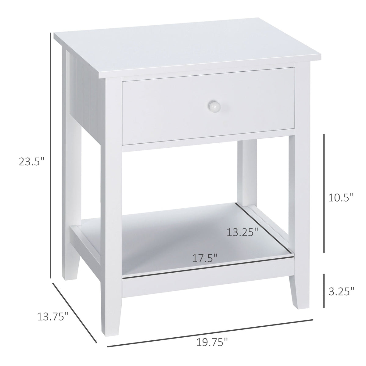 End Table, 2-tier Side Table with Drawer and Storage Shelf, Modern Sofa Side Table for Living Room, Gray