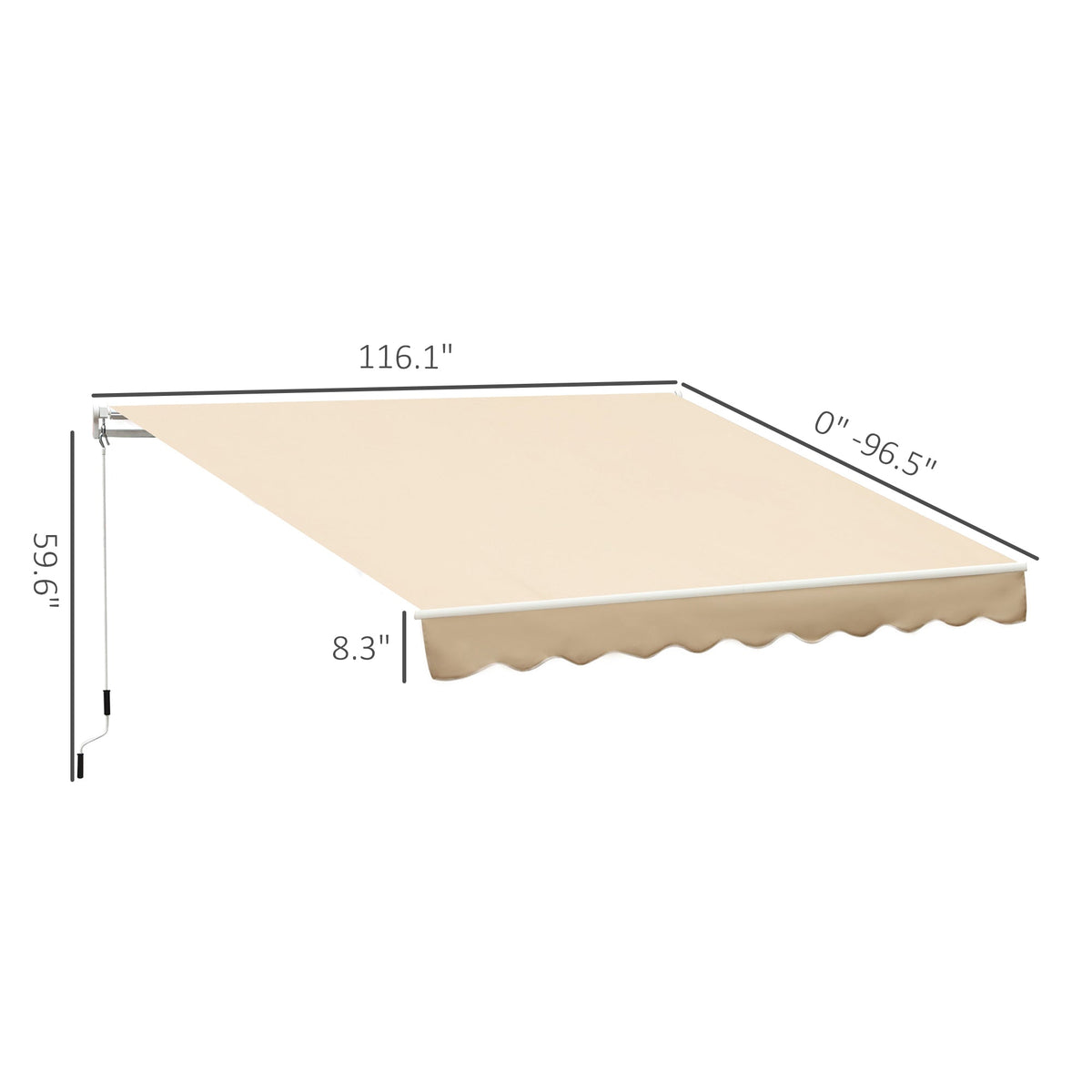 10' x 8' Retractable Awning, Patio Awnings, Sunshade Shelter w/ Manual Crank Handle, Beige