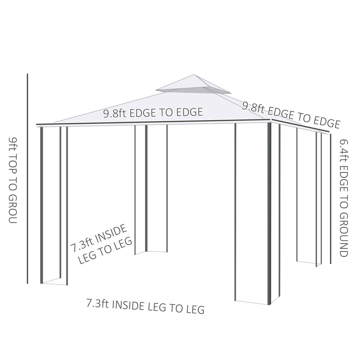 10' x 10' Patio Gazebo with Corner Frame Shelves, Double Roof Outdoor Gazebo Canopy Shelter with Netting for Patio, Wedding, Catering & Events, Cream White