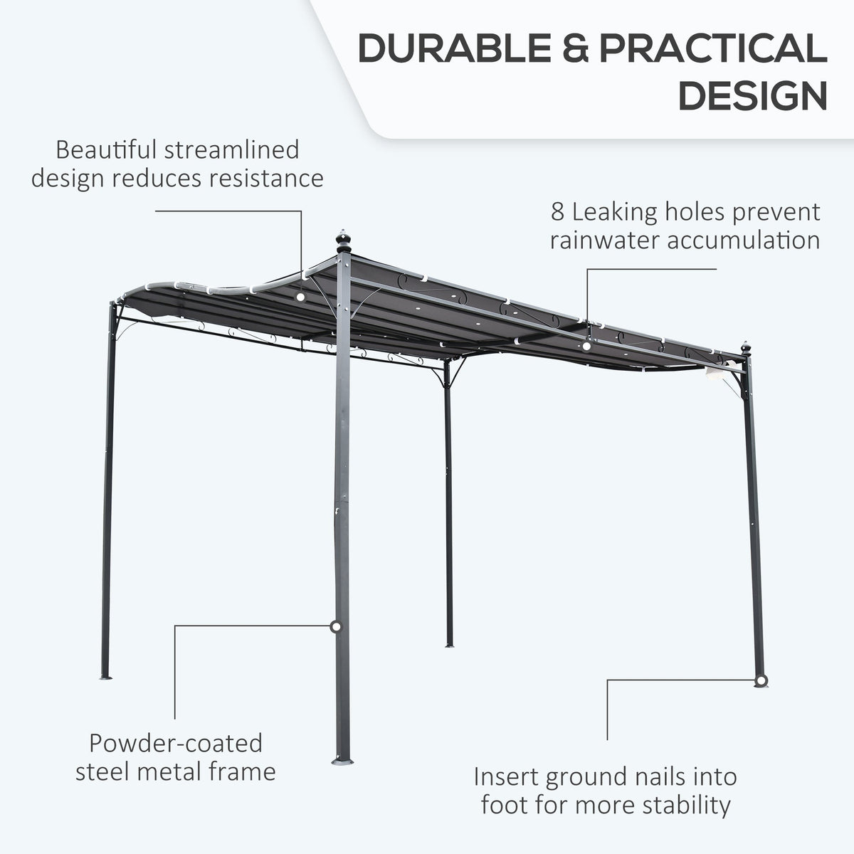 Durable 10x10 Steel Pergola, Wall-Mounted with Canopy for Patio Perfect for Homeowners, Gray