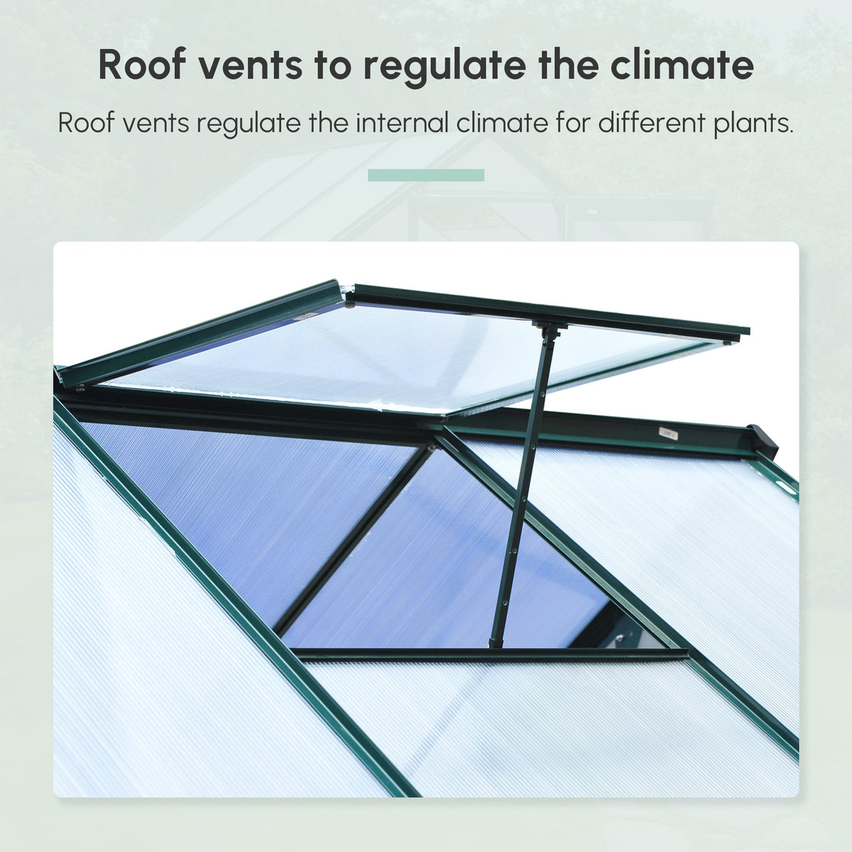 6' x 6' Greenhouse for Outdoors, Polycarbonate Greenhouse with Rain Gutter and Roof Vent, Aluminum Walk-in Green Houses for Outside for Patio Backyard Garden, Dark Green