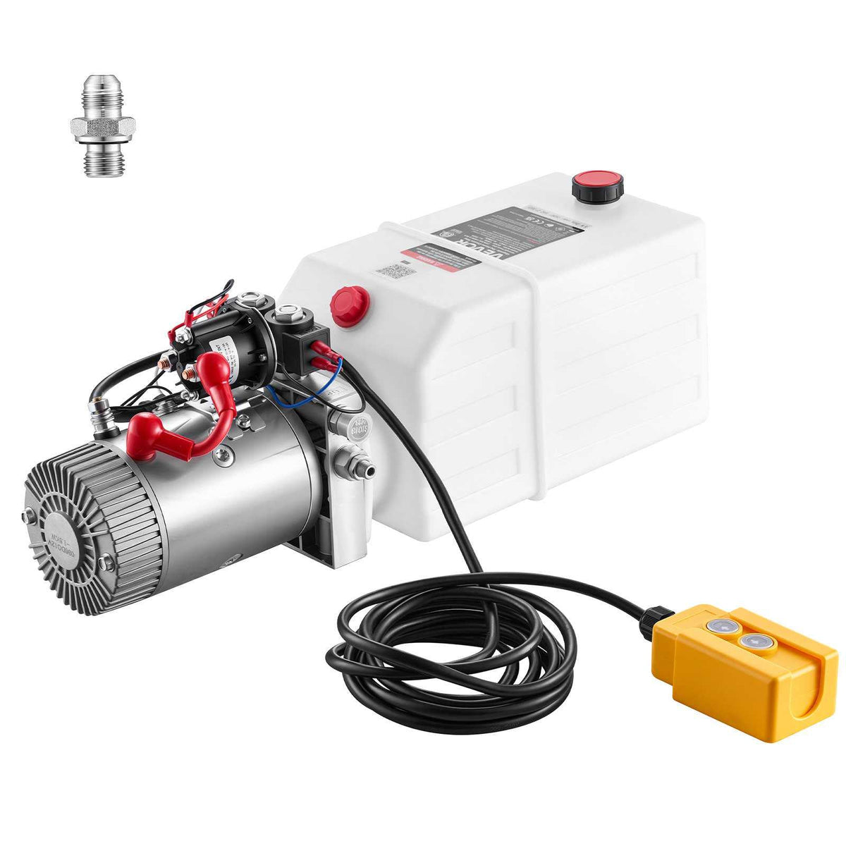 6 Quart Hydraulic Pump, Double Acting Hydraulic Trailer Pump, 3200PSI Max Relief Pressure, 0.91GPM Flow Rate, DC12V 1.6KW Power Unit for Dump Trailer Car Lifting (Horizontal Installation)