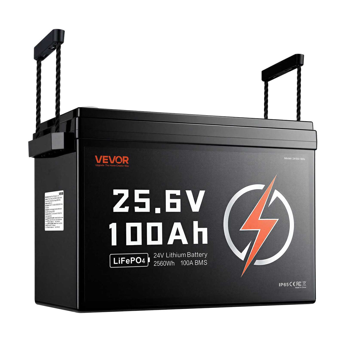 24V 100Ah LiFePO4 Lithium Battery 4000+ Cycles Built-in 100A BMS, Lithium Battery with Low Temperature Protection, Supports 8P2S Connection, 2560Wh Energy, for RV, Trolling Motor, Marine, Solar