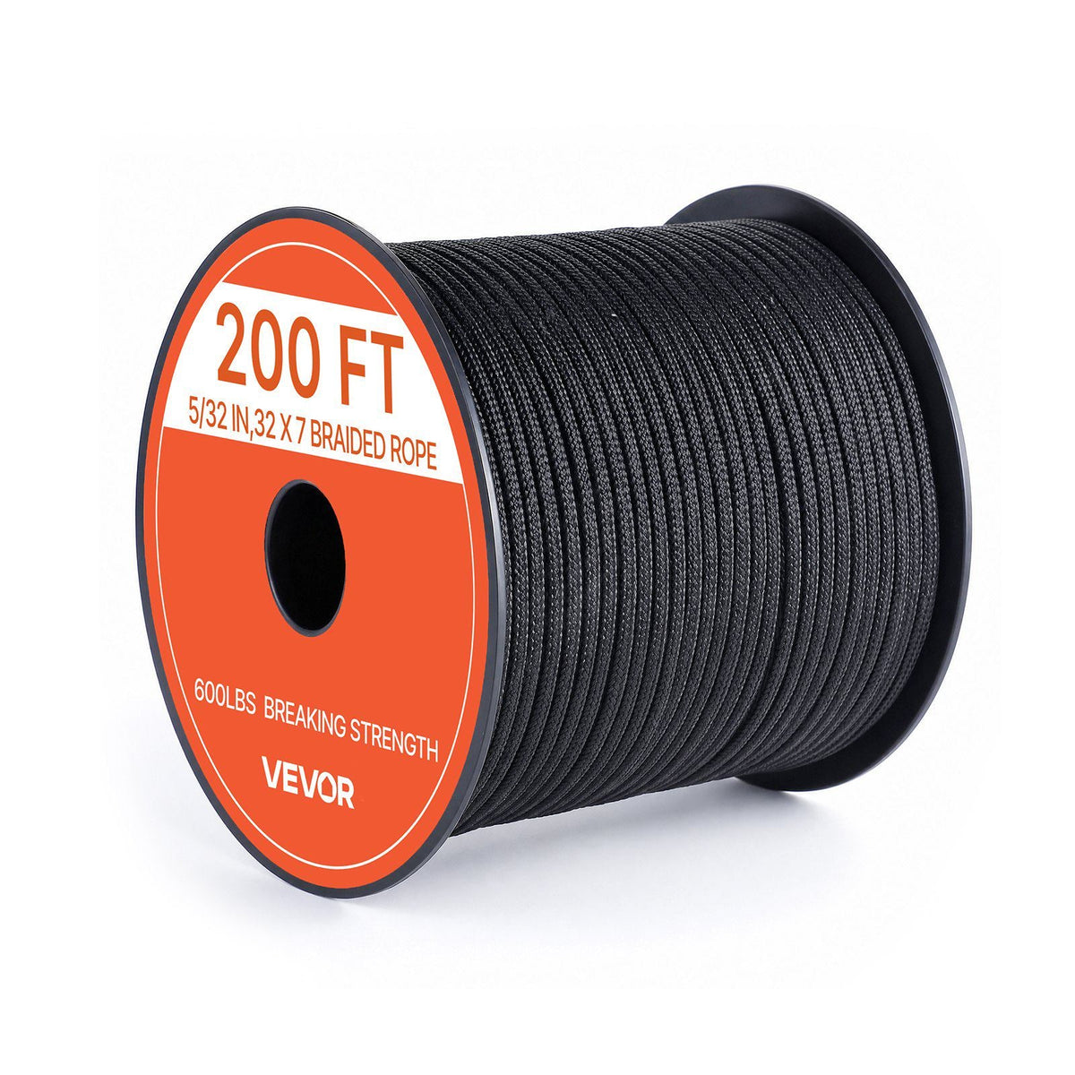 Paracord Rope 5/32 in x 200 ft Nylon Parachute Cord 550 Tactical, Survival Cord, Heavy Duty 7 Strand, 600 lbs High Breaking Strength, Utility Rope, for Outdoor Camping & Bracelets, Black