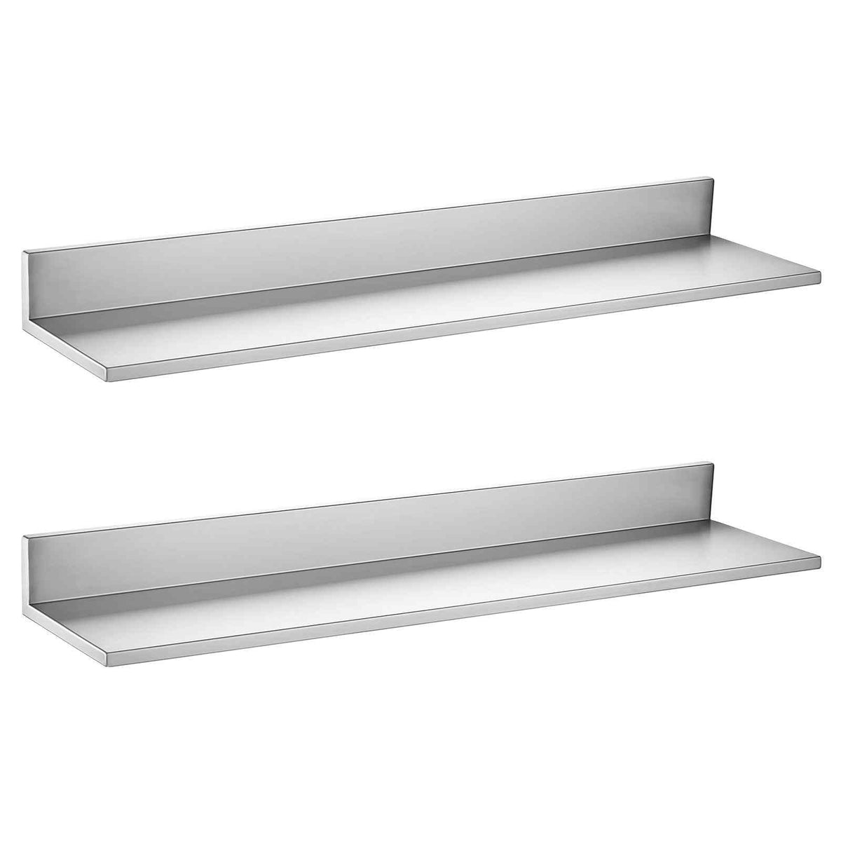 Stainless Steel Shelf 8.6" x 36" 2-Pack Wall Mount Floating Shelf, Heavy Duty L-Shaped Commercial Shelves, 66LBS Strong Capacity, Easy to Clean, Suitable for Restaurant, Home Kitchen, Garage