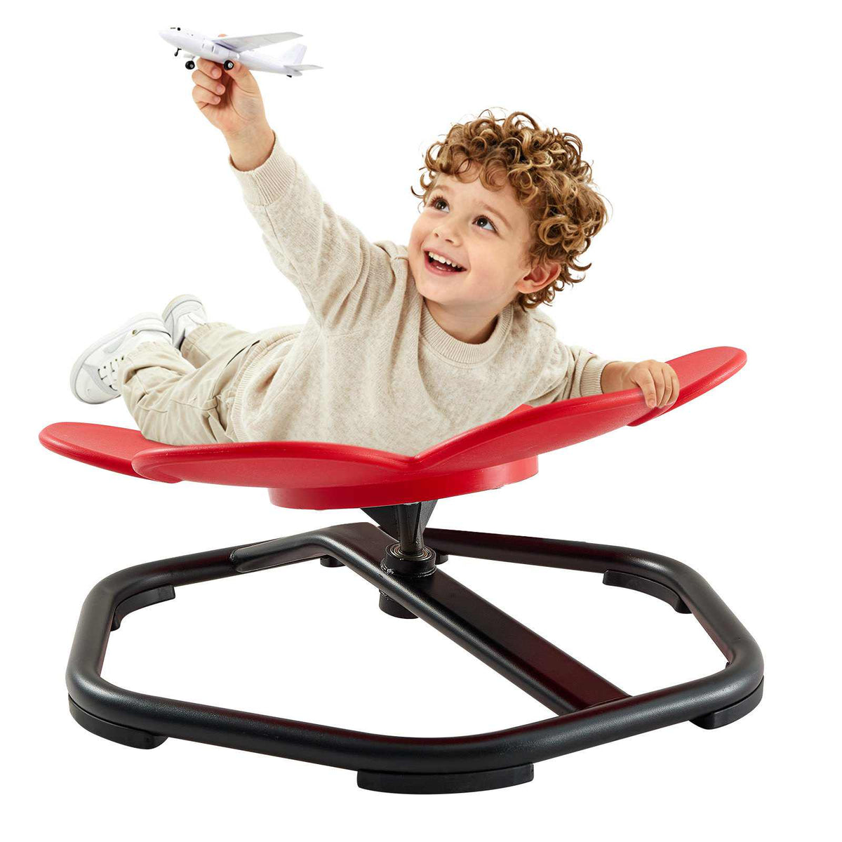 Sensory Spinning Chair for Children Sensory Development Chair 220 LBS, Sensory Swivel Seat Products for Children, Training Body Coordination Balance, 20.7" L x 20.7" W, Flower Shape, Red