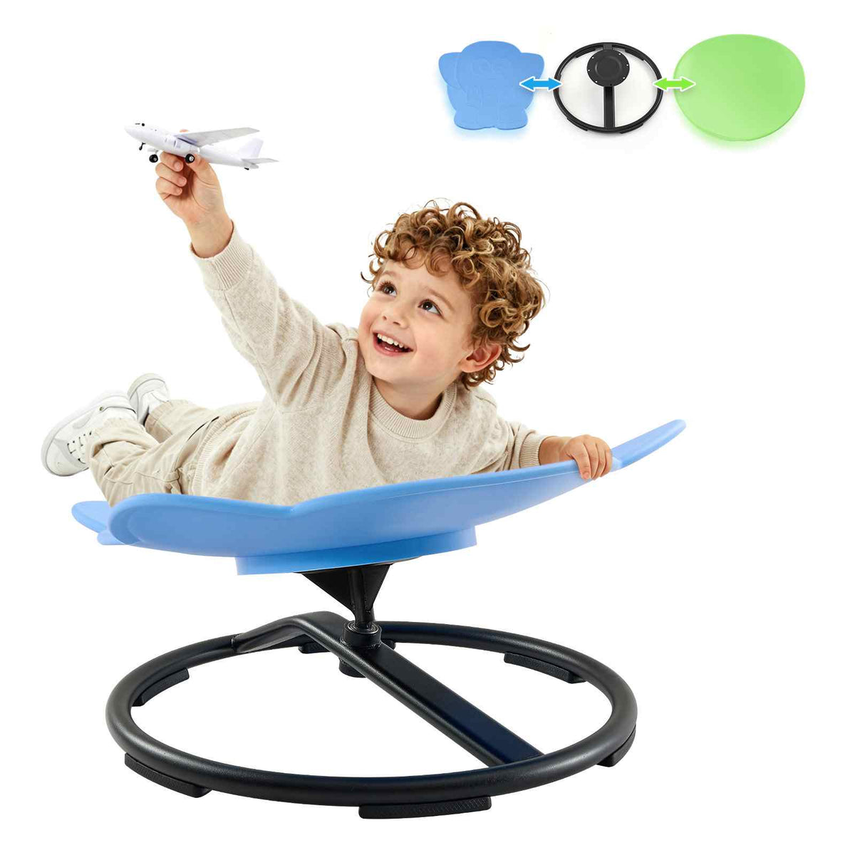 Sensory Spinning Chair for Children Sensory Development Chair 220 LBS, Swivel Seat for Children, Training Body Coordination, 19.9" L x 21.3" W Green Rounded & 20.5" L x 19.7" W Blue Elephant
