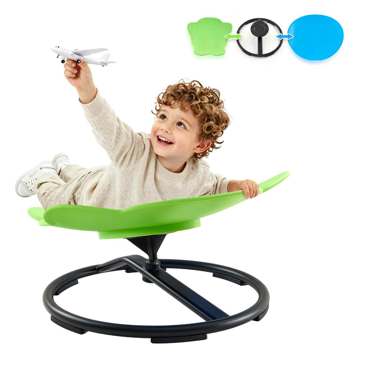 Sensory Spinning Chair for Children Sensory Development Chair 220 LBS, Swivel Seat for Children, Training Body Coordination, 19.9" L x 21.3" W Blue Rounded & 20.5" L x 19.7" W Green Elephant
