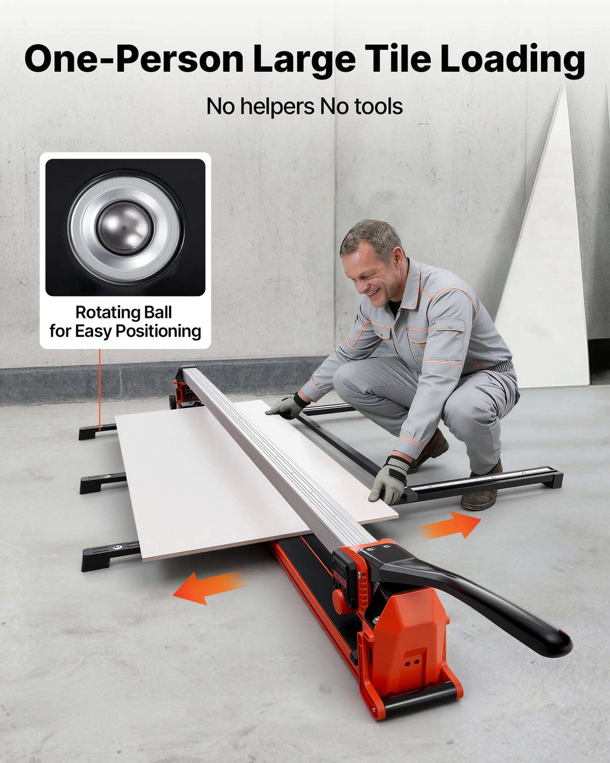 71-Inch Manual Tile Cutter, Upgraded Rail and Sliding Head, Precision Alignment Guide, Tungsten Carbide Cutting Wheel, Support Legs with Swivel Wheels, for DIY Pros, Ceramic, Floor, Wall Tiles