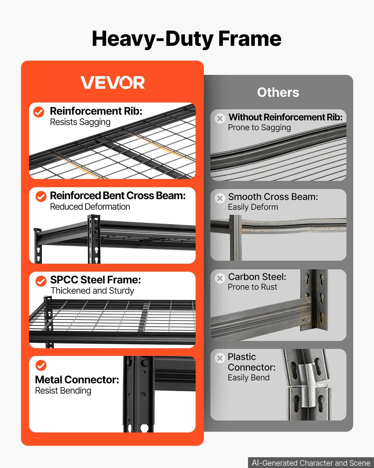 Storage Shelves, 5-Tier 3000 lbs Garage Shelving 60 x 24 x 77 in, for Garage, Basement, Warehouse, Workshop, Heavy-Duty Metal Stable Construction, Adjustable Wire Racks, with Gloves, Black