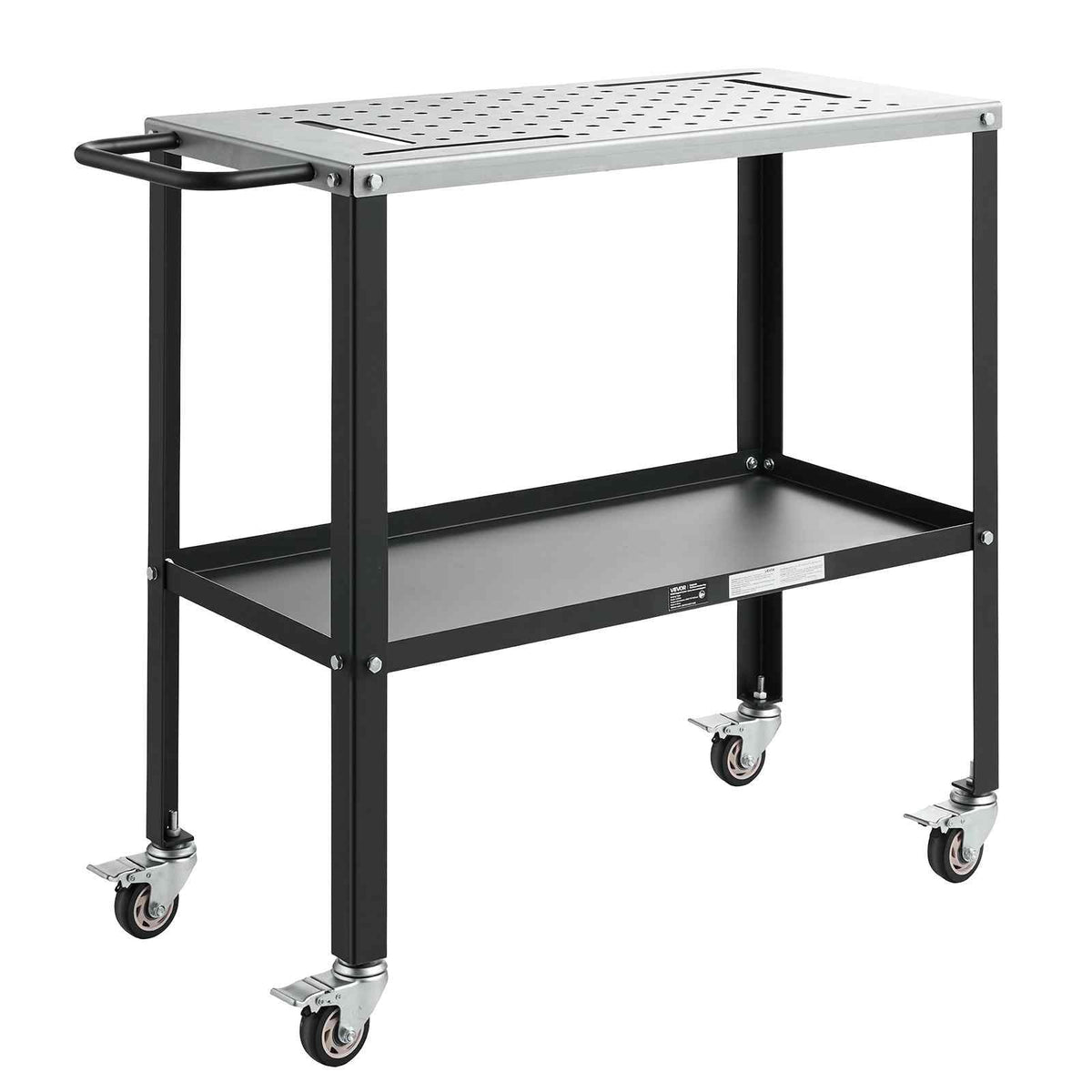 Welding Table 36" x 18" Movable Welding Workbench 1200LBS Capacity, Heavy-Duty Steel Work Table Platform with 4 Lockable Casters, 4 Tool Slots, 0.63" Fixture Holes, Tool Tray for Workshops