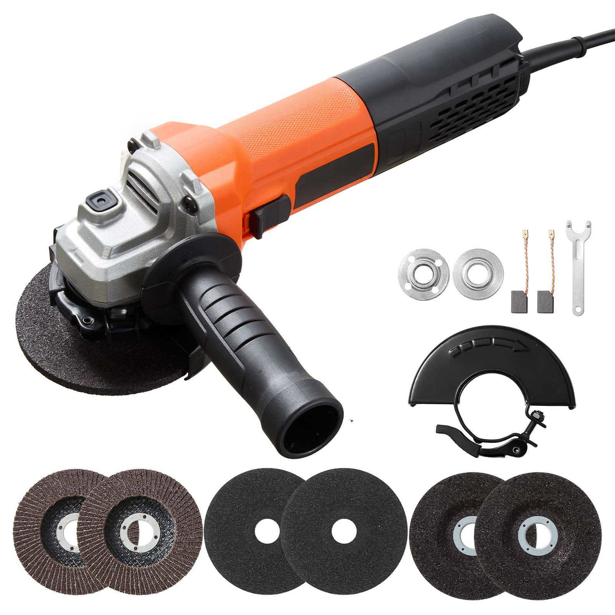 Angle Grinder, 4.5" Electric Grinder Power Tool, 1400W 13Amps 3000 - 12000RPM Variable Speed Angle Grinders with 2 Cutting Wheels, 2 Grinding Wheels & 2 Flap Discs for Metal Grinding, Cutting