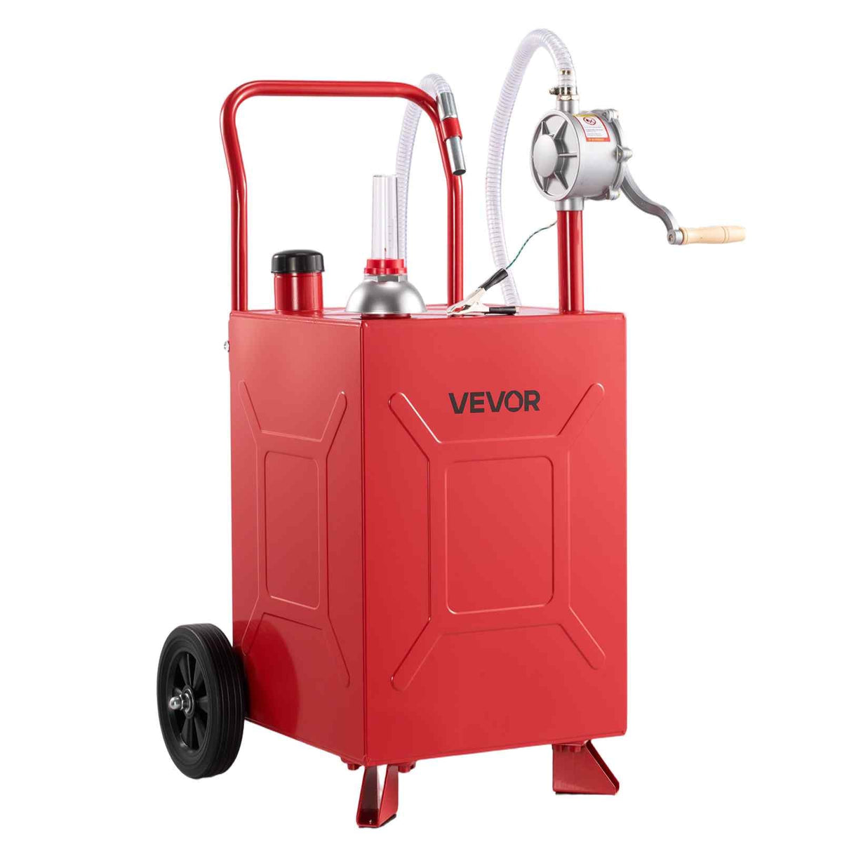 20 Gallon Fuel Gas Caddy, Carbon Steel, Portable Fuel Transfer Storage Tank with Manual Pump & Rolling Wheels, Gasoline Diesel Can Container, for Cars, Lawn Mowers, ATVs, Boats, Motorcycles, Red