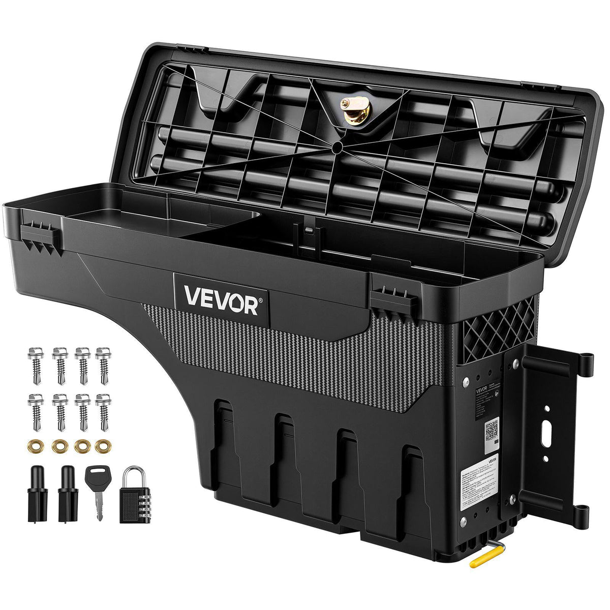 Truck Bed Storage Box, 6.6 Gal/25 L Waterproof ABS Wheel Well Tool Box, Anti-Theft Combination Lock, Compatible with 2002-2018 Dodge Ram 1500 2500 3500, Passenger Side Right (Drilling Required)