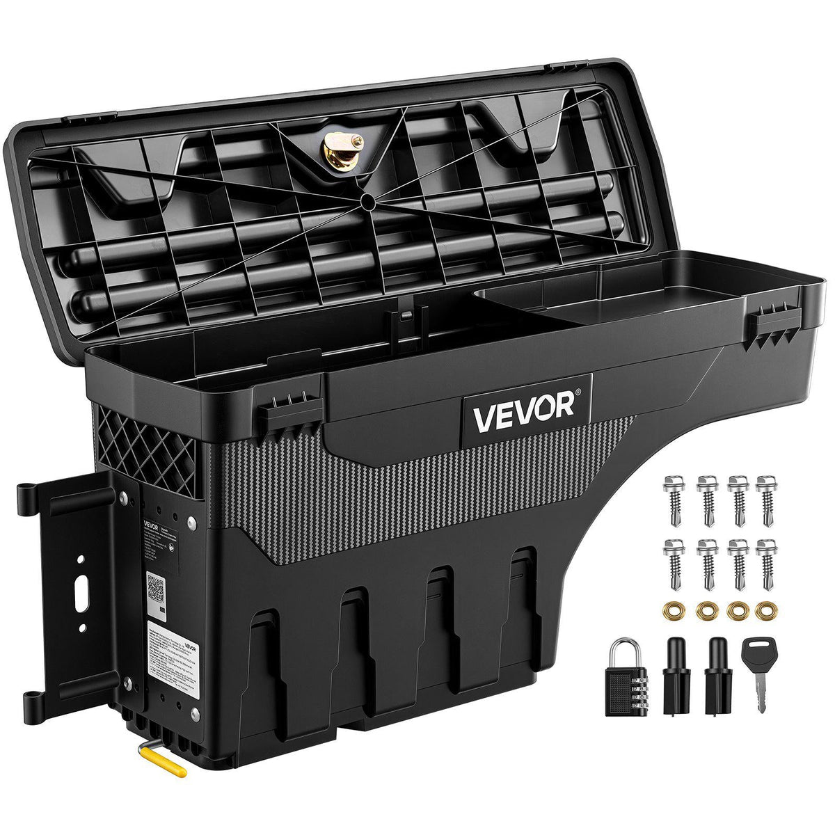 Truck Bed Storage Box, 6.6 Gal/25 L Waterproof ABS Wheel Well Tool Box with Anti-Theft Combination Lock, Compatible with 2002-2018 Dodge Ram 1500 2500 3500, Driver Side Left (Drilling Required)