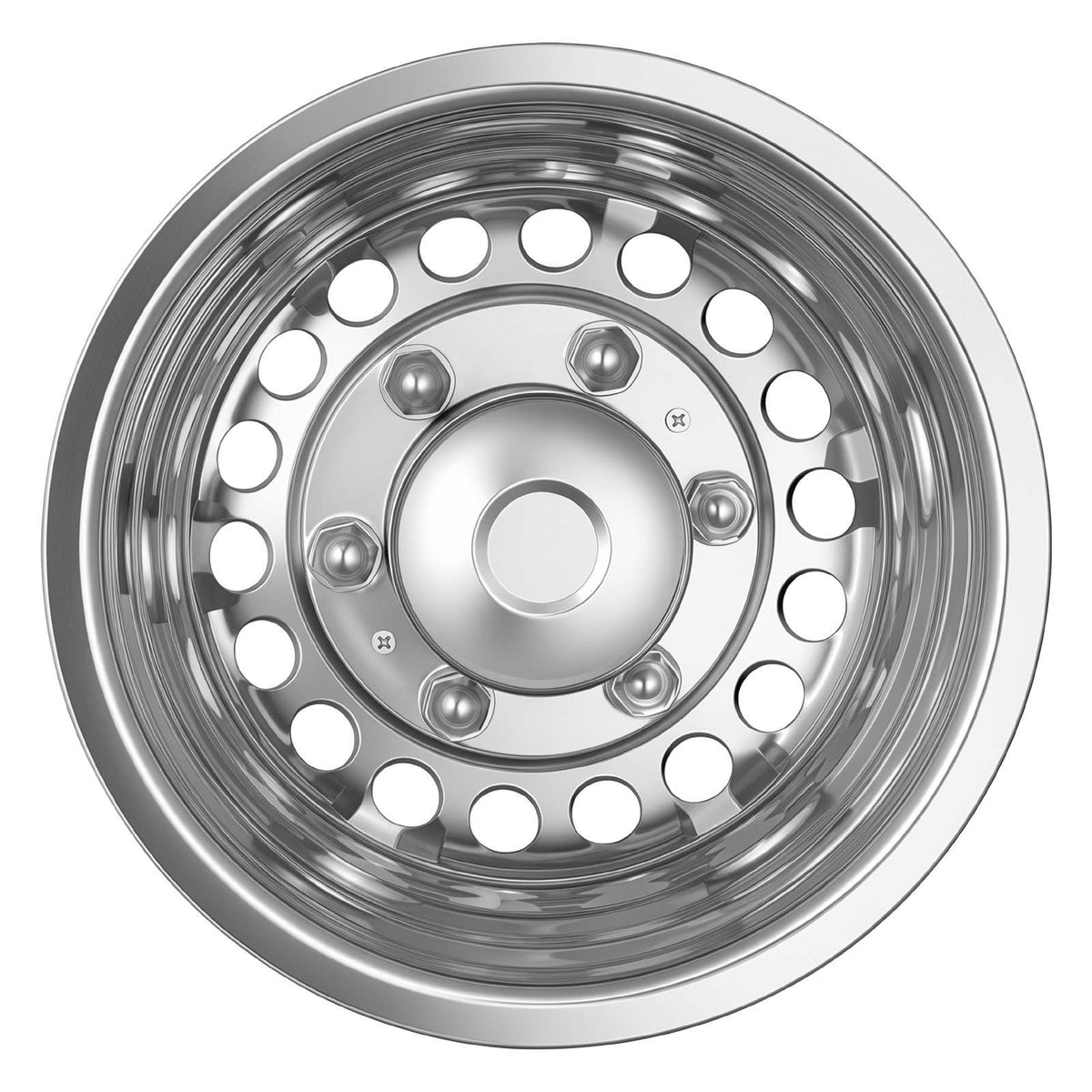 16-Inch Wheel Simulator 6 Lug SUS304 Stainless Steel Rear Wheel Cover, Fit for 2007-2026 Sprinter 3500, 3500XD, 4500 Models, Heavy-Duty Polished Appearance, Upgrade Replacements, for Trucks RVs